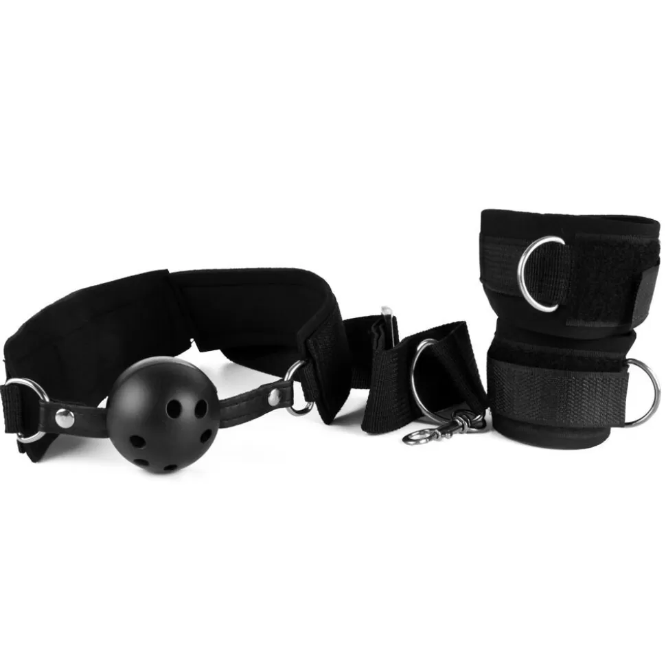 Hot Bondage Play® Wrist Cuffs With Ball Gag Restraints