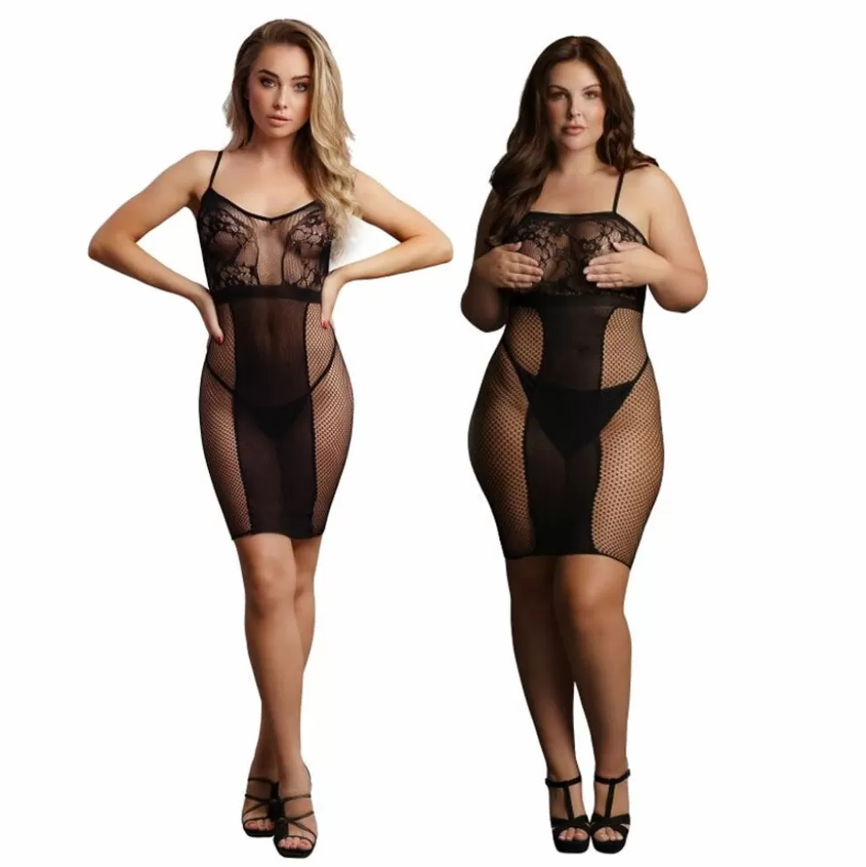 Shop Le Desir Knee-Length Lace And Fishnet Dress Women'S Fetish Wear