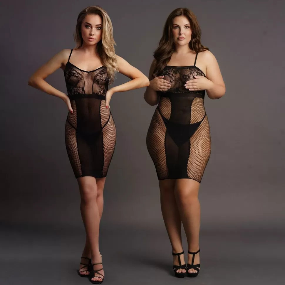 Shop Le Desir Knee-Length Lace And Fishnet Dress Women'S Fetish Wear