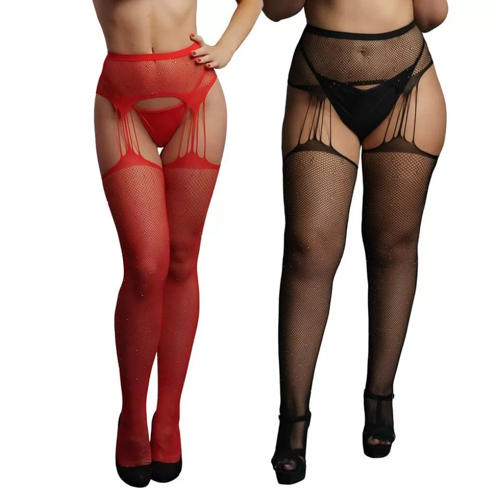 Clearance Le Desir Suspender Rhinestone Pantyhose Women'S Fetish Wear