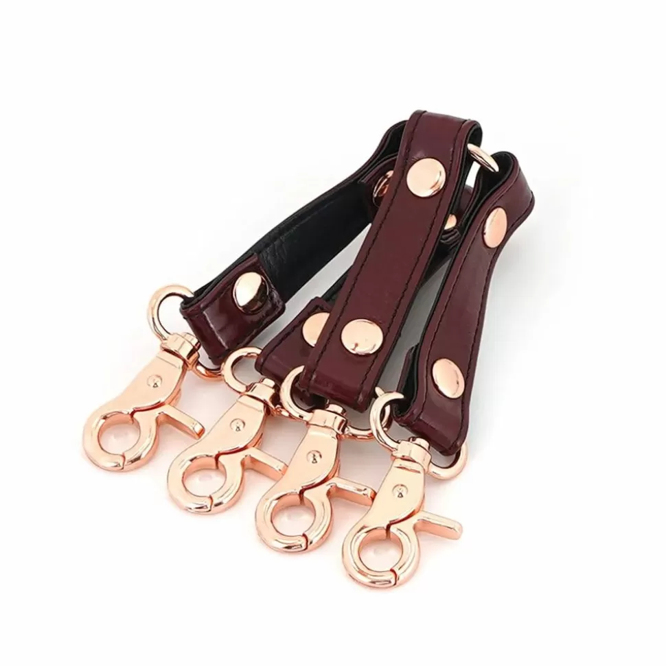 Best Sale Liebe Seele Wine Red 4-Way Leather Hogtie Restraints