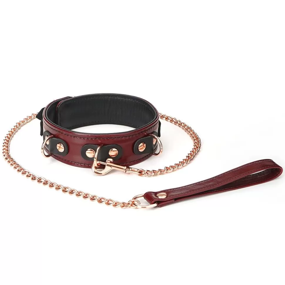 Clearance Liebe Seele Wine Red Collar And Leash Slave Collars