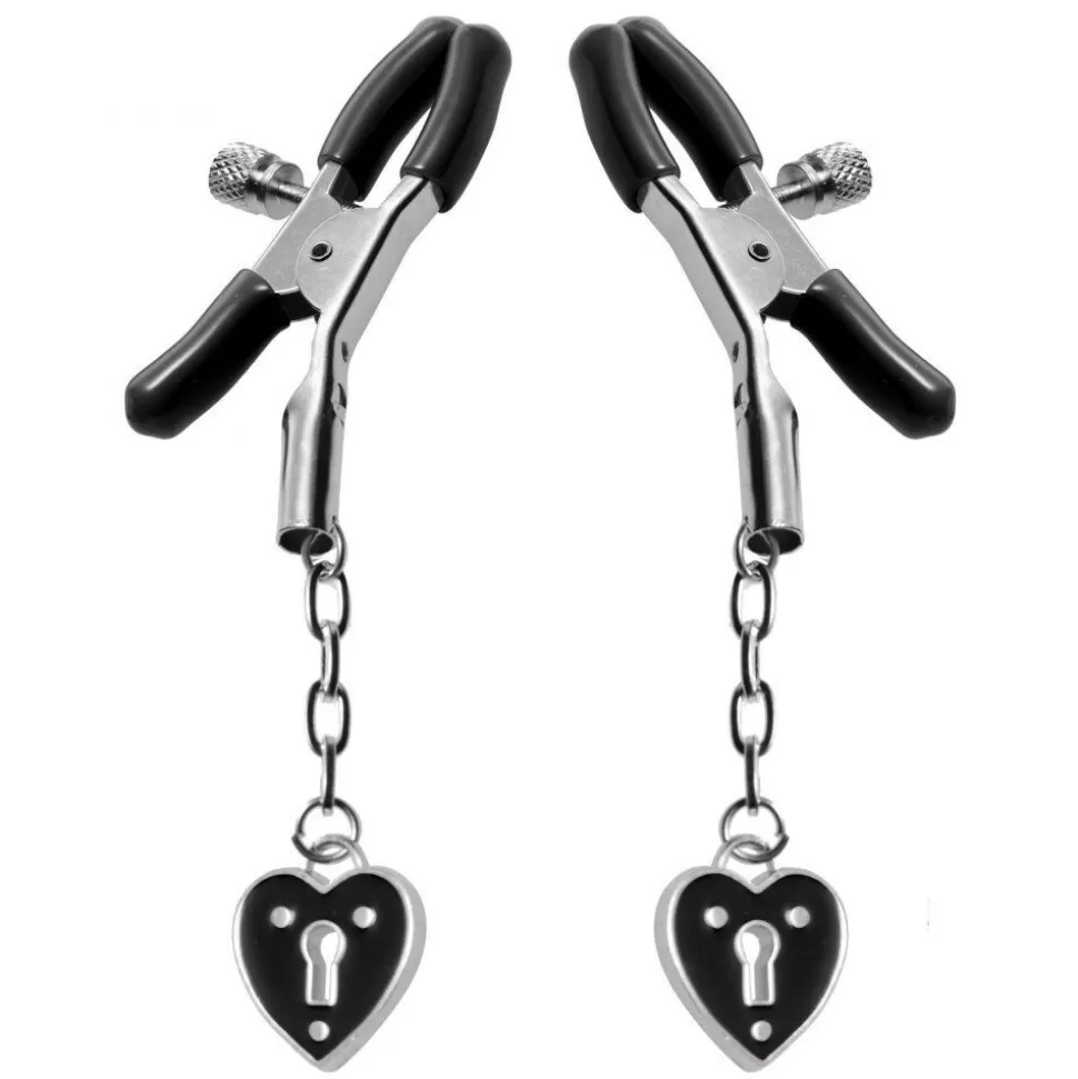 Outlet Master Series Charmed Heart Padlock Nipple Clamps Clamps & Suckers