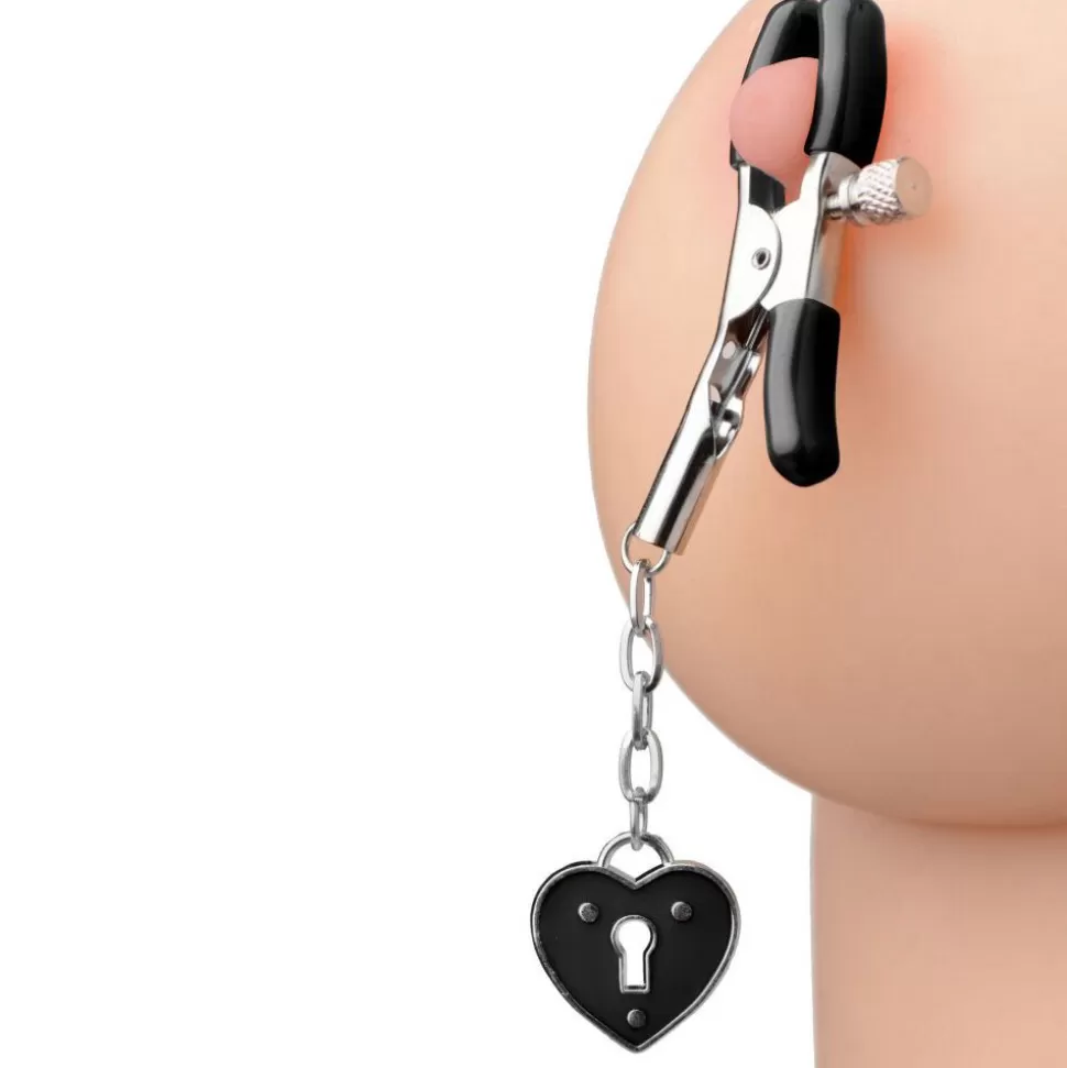 Outlet Master Series Charmed Heart Padlock Nipple Clamps Clamps & Suckers