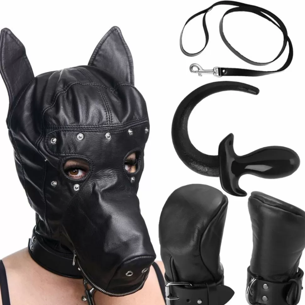 Clearance Master Series Deluxe Puppy Play Essentials Kit Bondage Hoods, Masks & Blindfolds