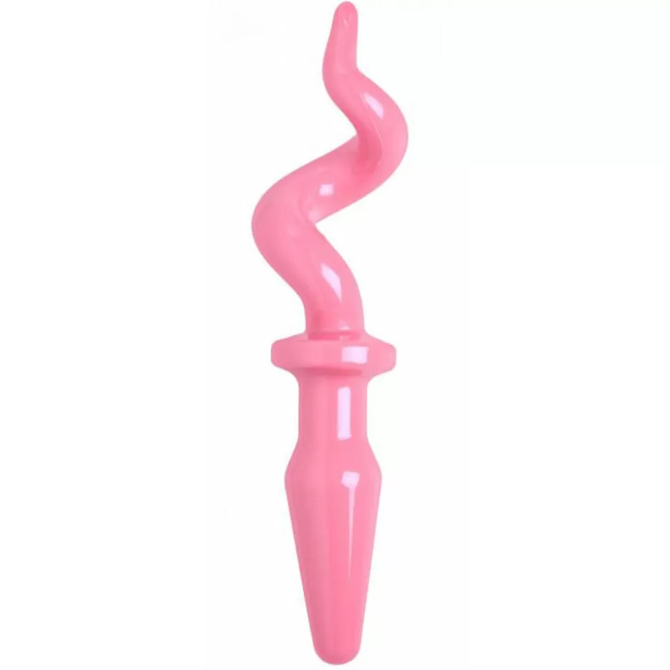 Online Master Series Pink Pig Tail Butt Plug 4 Inches Anal Beads & Butt Plugs