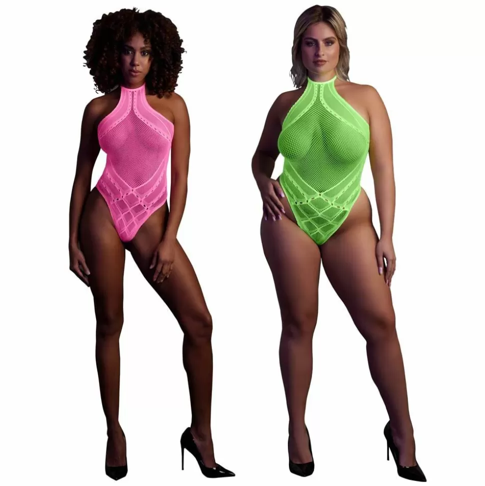 Cheap ! Glow In The Dark Body With Halter Neck Women'S Fetish Wear