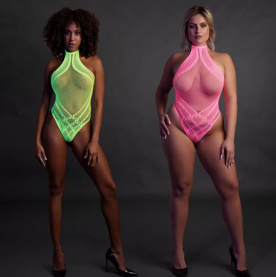 Cheap ! Glow In The Dark Body With Halter Neck Women'S Fetish Wear